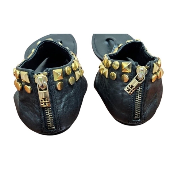 Tory Burch black gladiator gold stud sandal in lamb leather size 7.5 - Picture 8 of 12